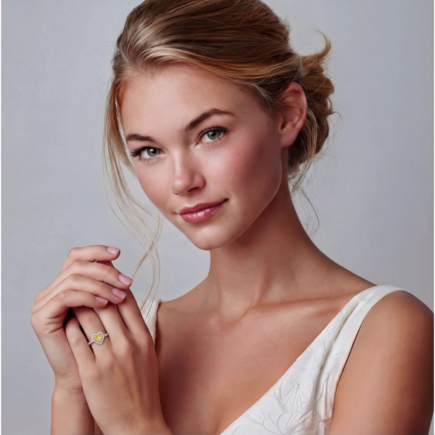 Golden Heart Halo Ring by FANCY CHAPTER