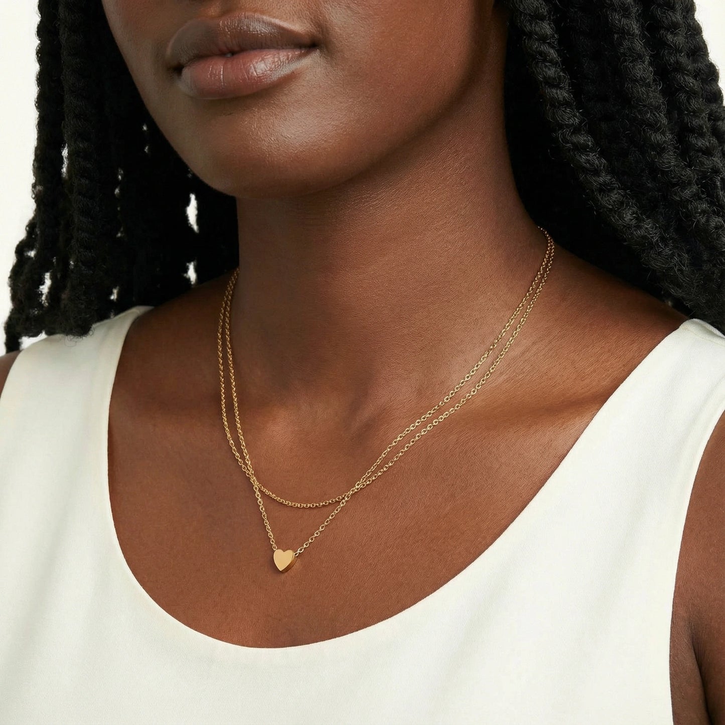 Layered Heart Necklace by FANCY CHAPTER