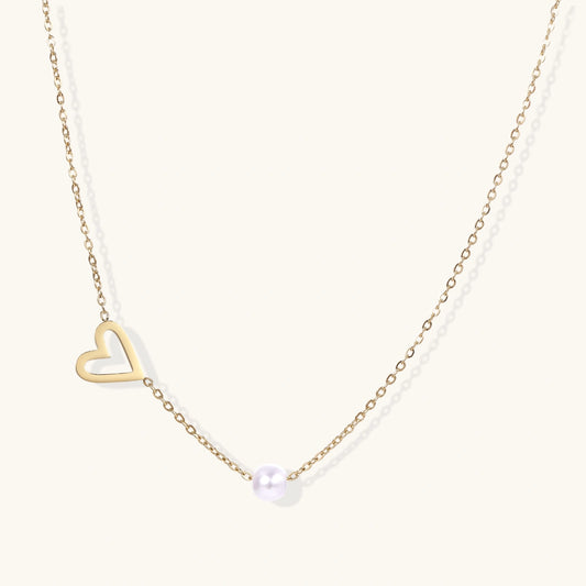 Pearl Heart Embrace Necklace