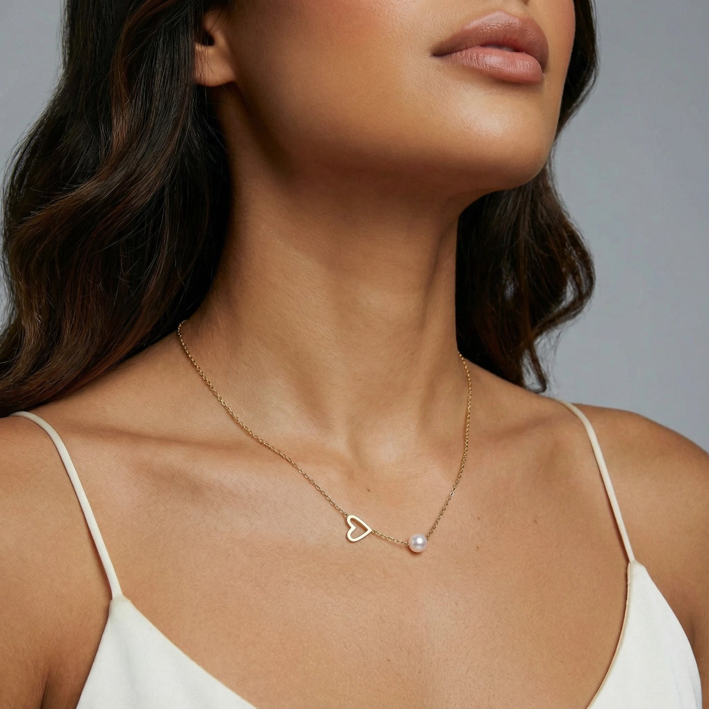 Pearl Heart Embrace Necklace by FANCY CHAPTER