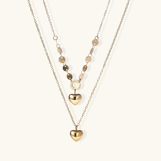 Golden Hearts Layered Necklace Set